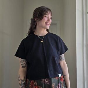 Black Cotton Crop Top